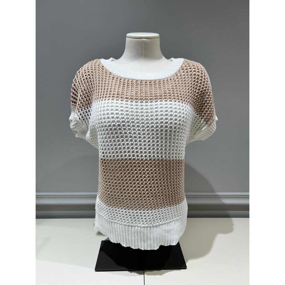 Loft Open Knit Short Sleeve Sweater - Size Medium